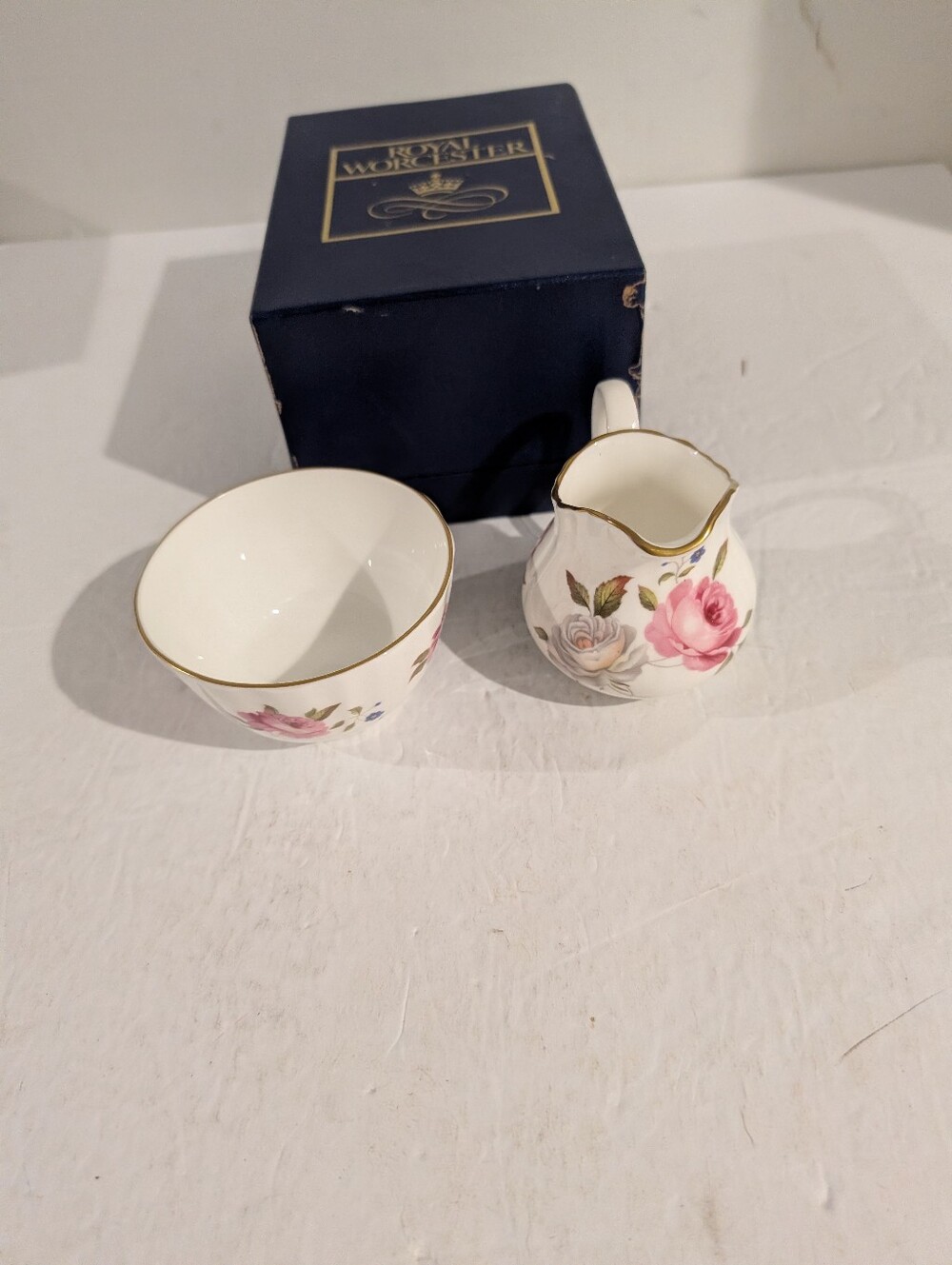 1974 Royal Worcester Creamer And Sugar Bowl Fine Bone China England